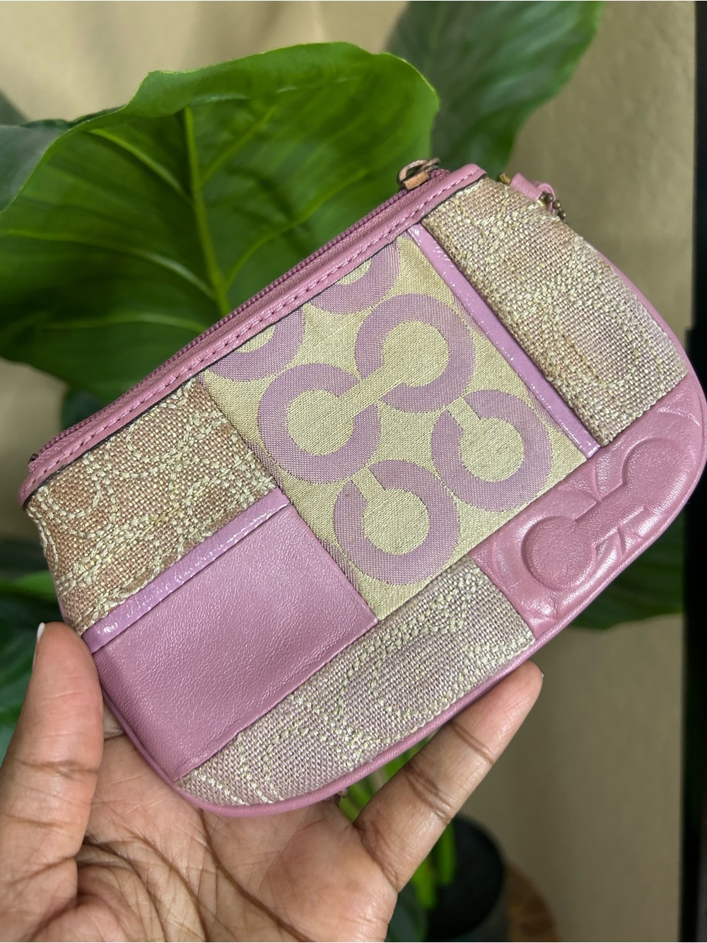 Coach vintage purplish pink patchwork wristlet genuine leather - Picture 4 of 6